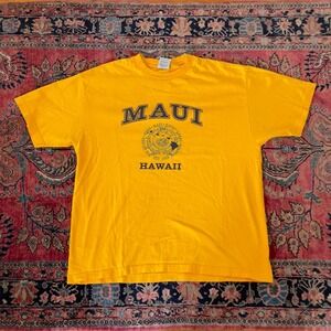 VTG 00s Pro Club Maui Hawaii Graphic T-Shirt XL Yellow Short Sleeve Cotton USA
